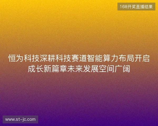 恒为科技深耕科技赛道智能算力布局开启成长新篇章未来发展空间广阔